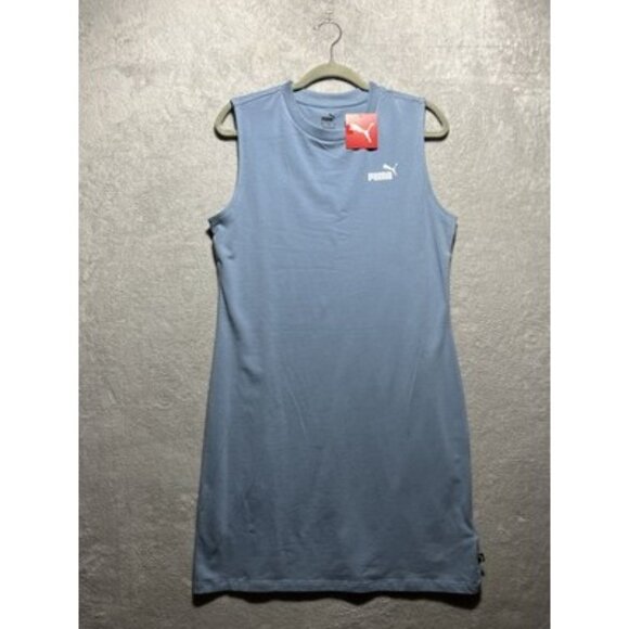 NWT PUMA Essentials Sleeveless Crewneck Mini Dress Zen Blue Size Medium - Picture 1 of 9
